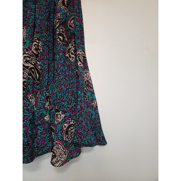 VTG Lorac Original Lady Carol Womens Midi Dress Floral Semi Sheer Ruffle V Neck - Picture 3 of 5